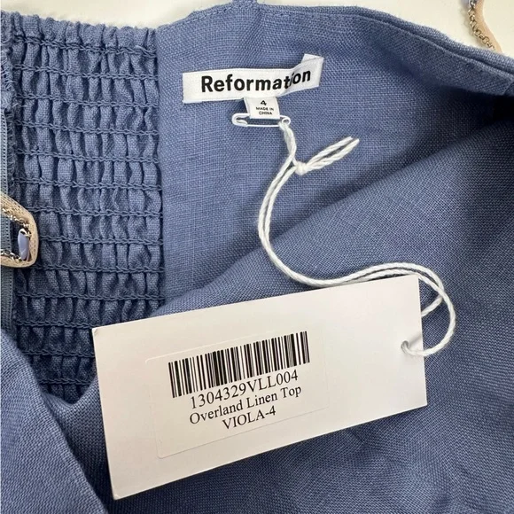 Reformation Overland Linen Top Viola - Picture 4 of 10